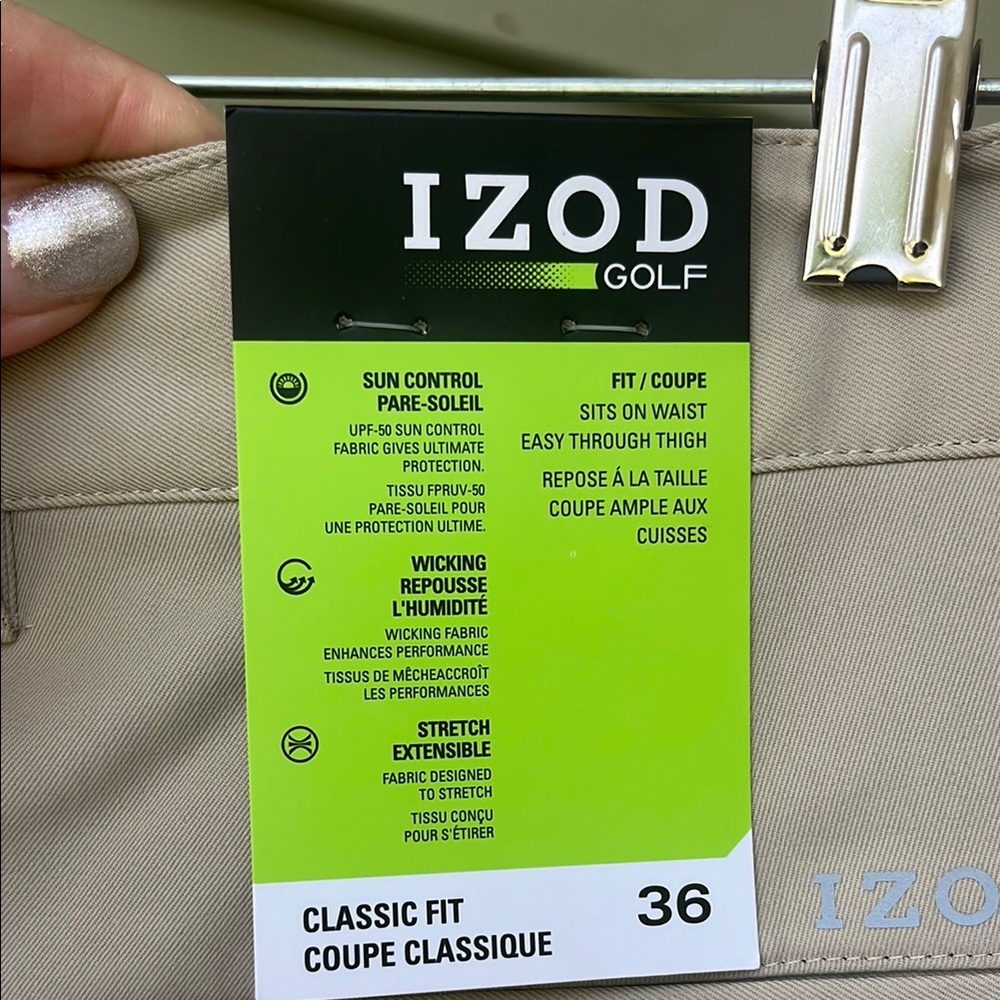 Izod Golf Men's Light Tan Flat Front Shorts - Picture 9 of 15